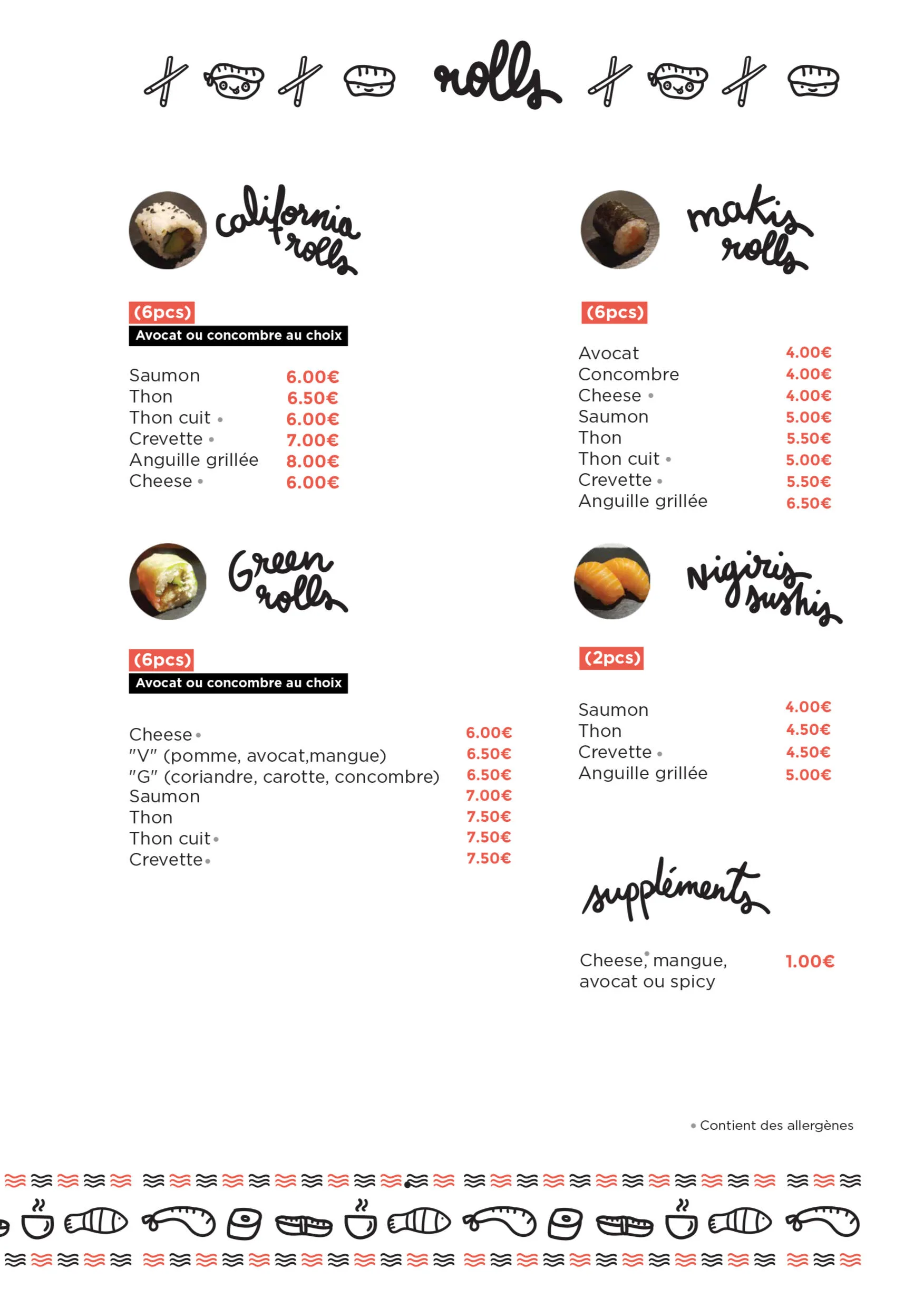Carte Rolls 100 Sushis